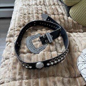 Studded Black Belt with Silver Accents